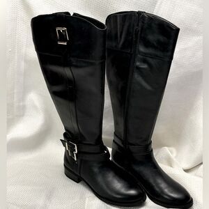 NEW INC international concepts leather wide calf leg knee high riding moto boots